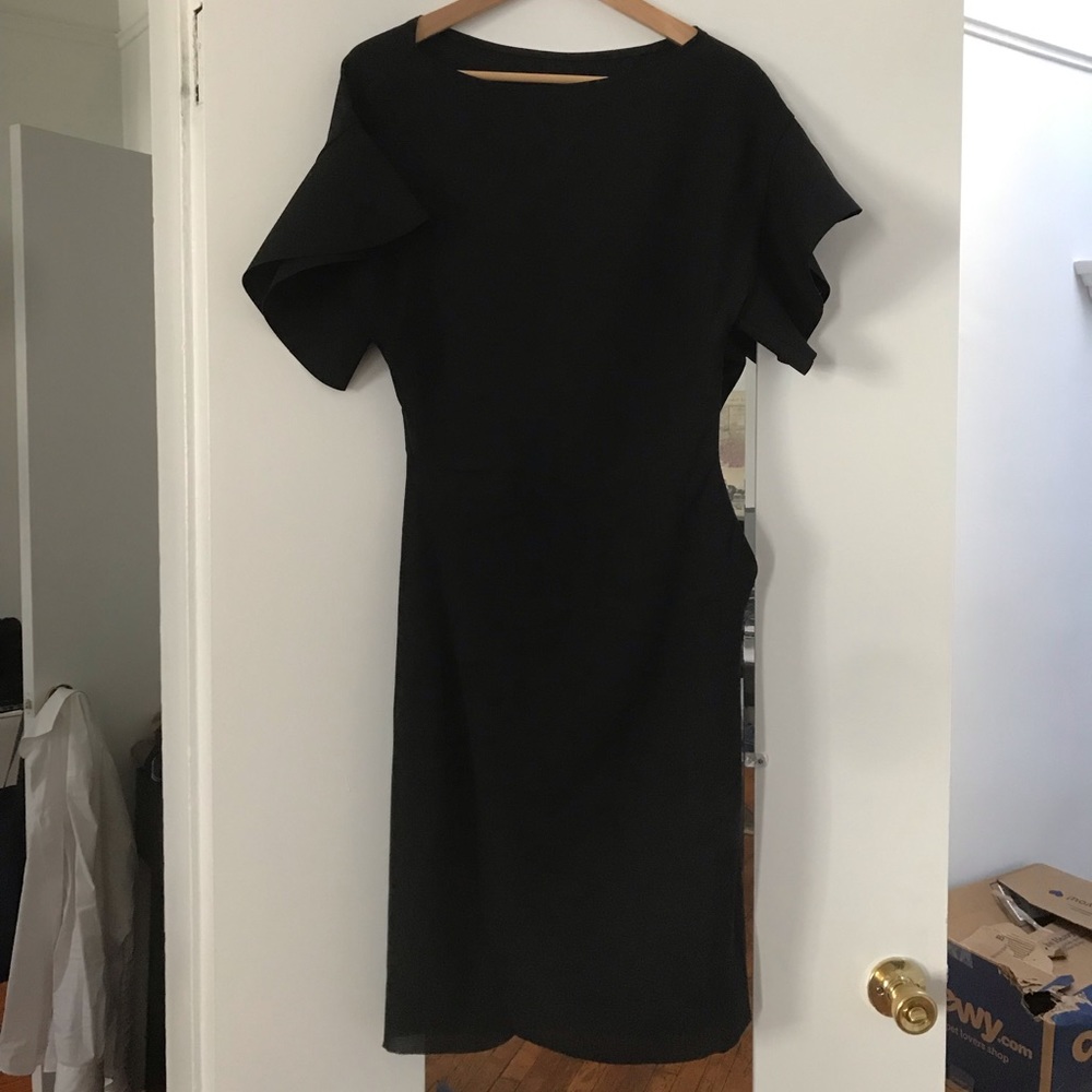 Reiss Black Ruffle Sleeve Dress